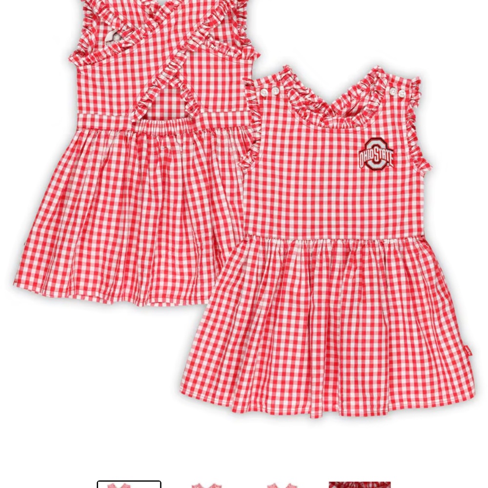 Ohio State Buckeyes Garb Girl's Toddler Sleeveless Alora Gingham Dress - Scarlet